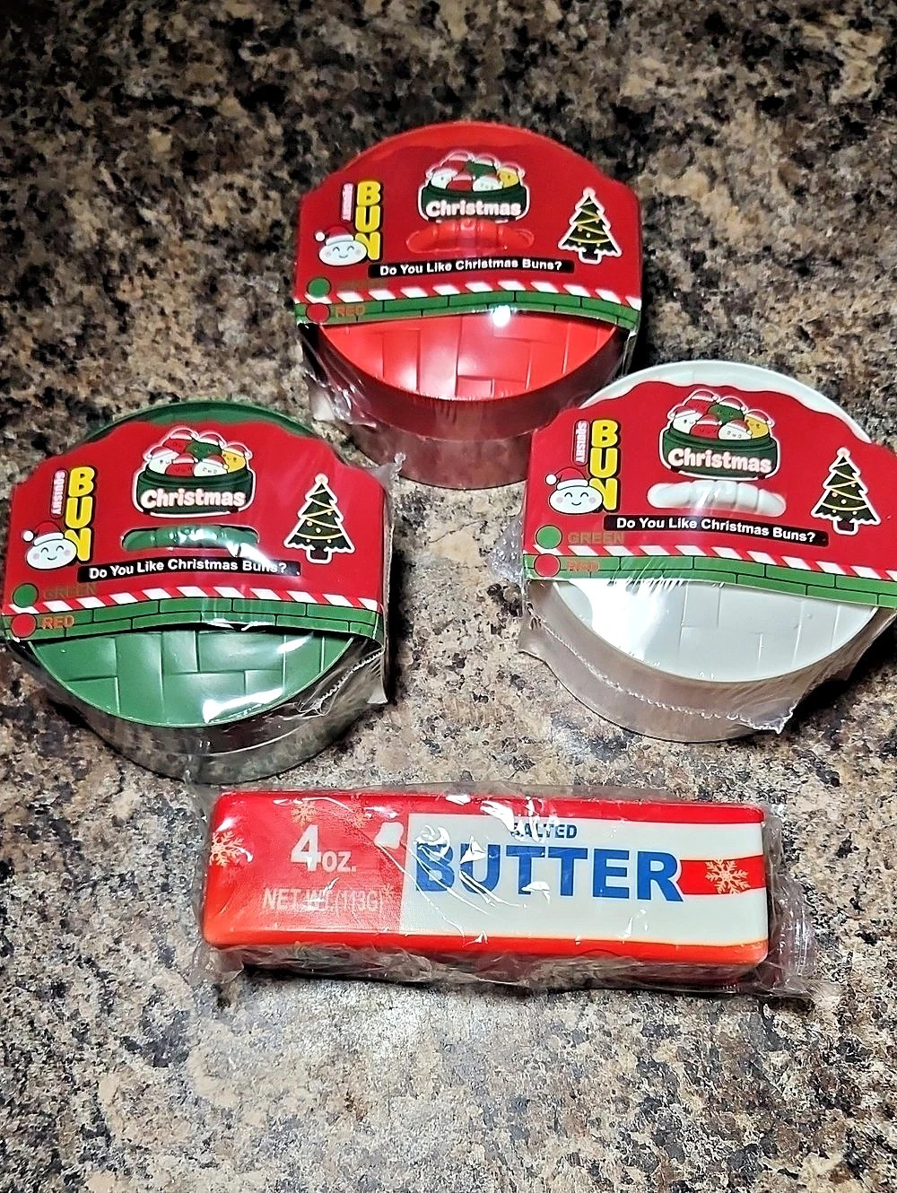Mystery Christmas Squishy Bun Set Of 3 With Christmas Butter